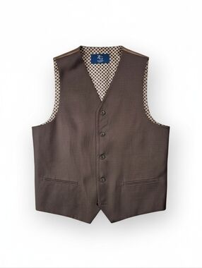 ZeGarie Uomo Brown 100% Wool Suit Vest Modern Fit Waistcoat